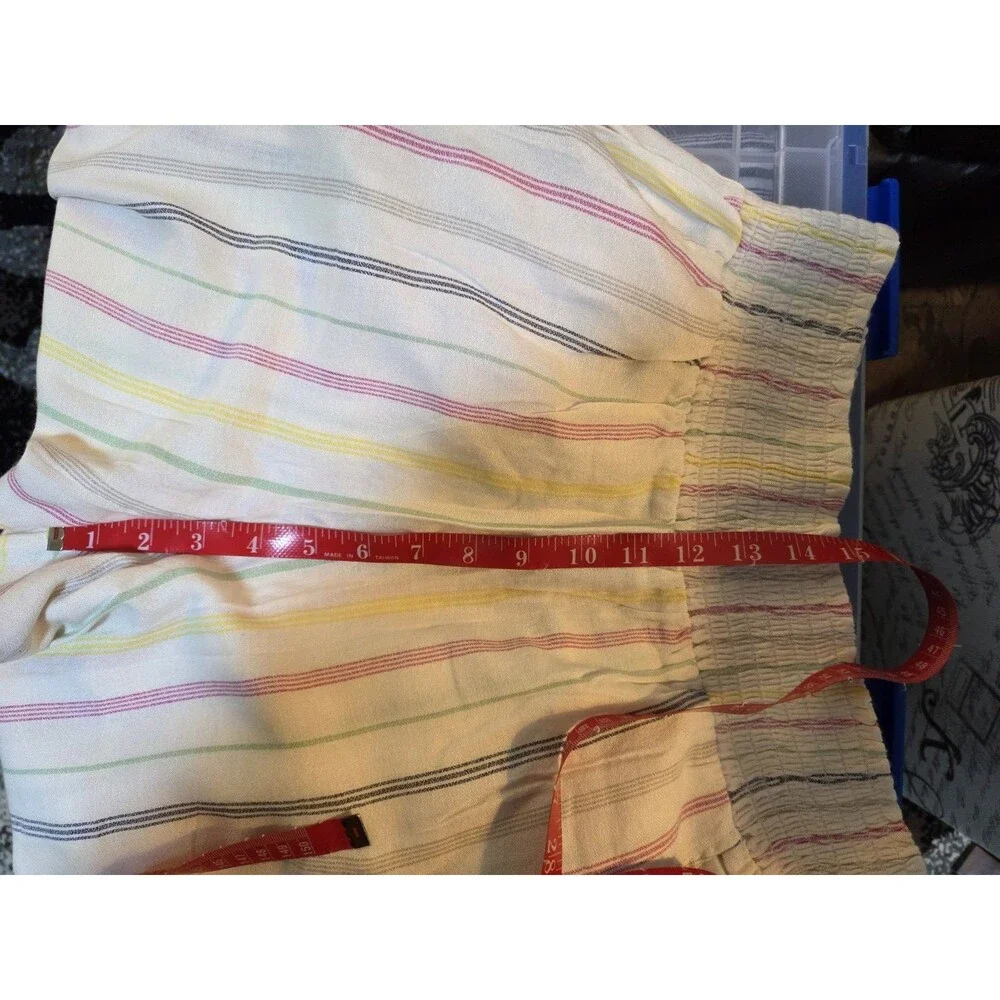Urban Rebel Striped Cotton Pants Cream Pink Gray Blue Green Yellow Womens, Large - Picture 7 of 9